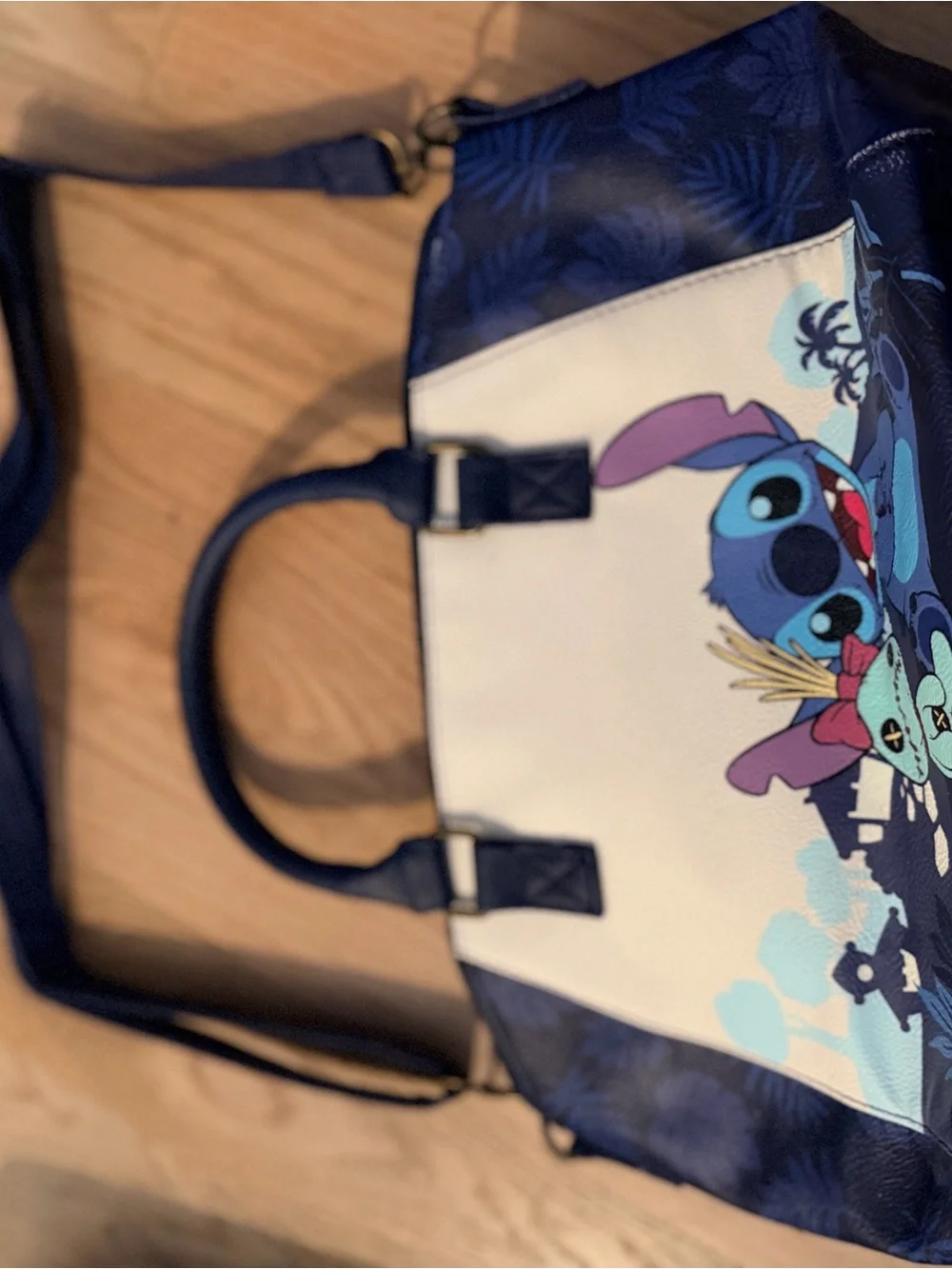 Loungefly Stitch and Scrump- Convertible Navy / White Purse with Crossbody Strap